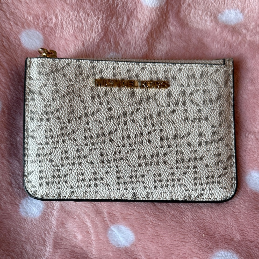 Michael Kors Gold and Cream Wristlet